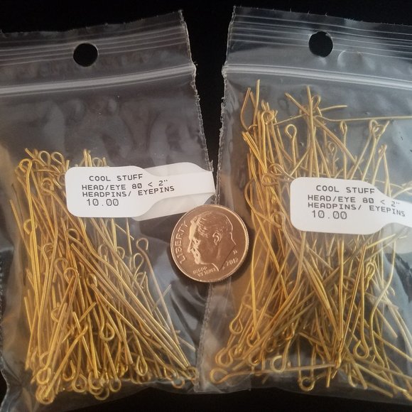 EYE PINS 160 Brass MIXED LENGTHS 0.5 to 2 inch NEW bundle lot set - Picture 6 of 8